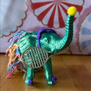 Upcycled tennis elephant figurine - one of a kind
